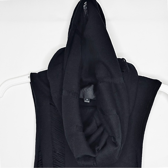 Dolls Kill Widow Black Hooded Distressed Knit Sleeveless Dress - Picture 3 of 7